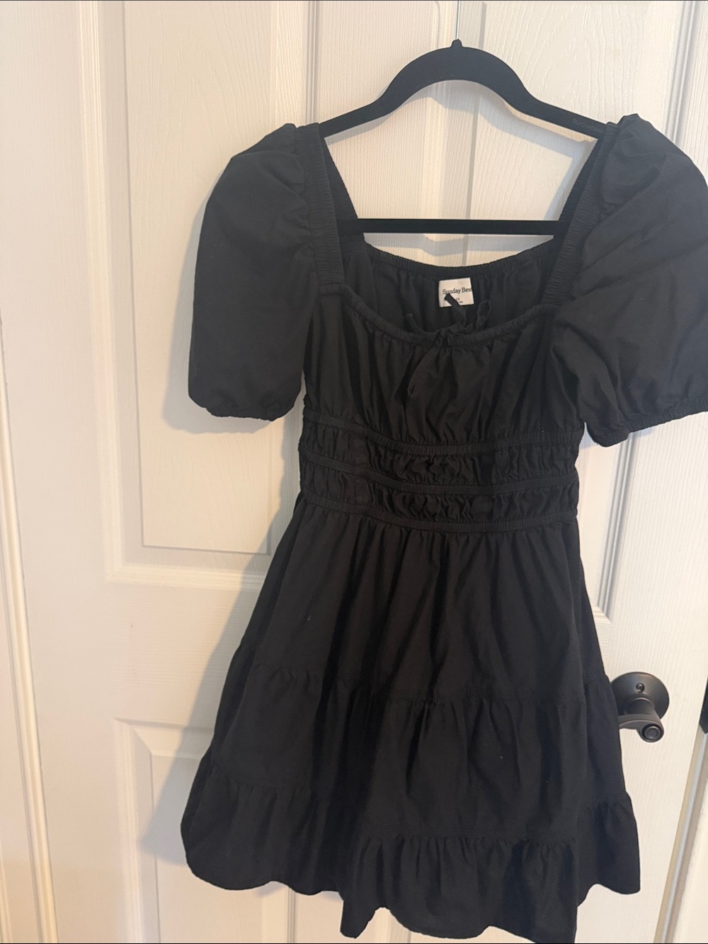 Aritzia Sunday Best Black Puff Sleeve Mini Dress